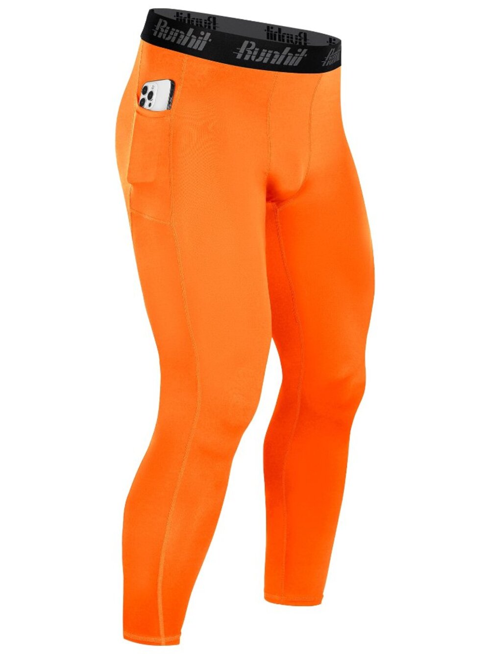 Runhit Mens Compression Running Pants Tights Sports Leggings Pockets L - NWT